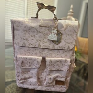 Bath & body works Disney princess backpack / tote bag gold & white w keychain